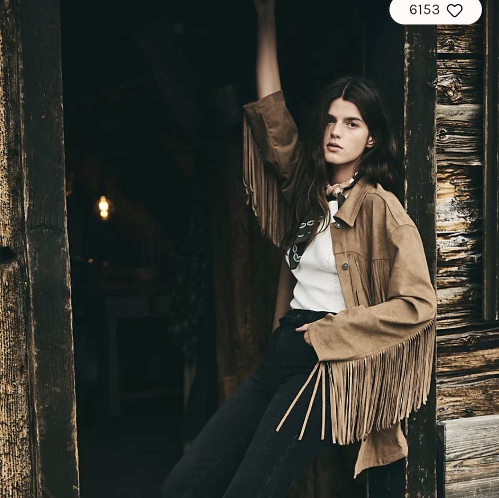 Free People Fringe Out Vegan Suede Jacket